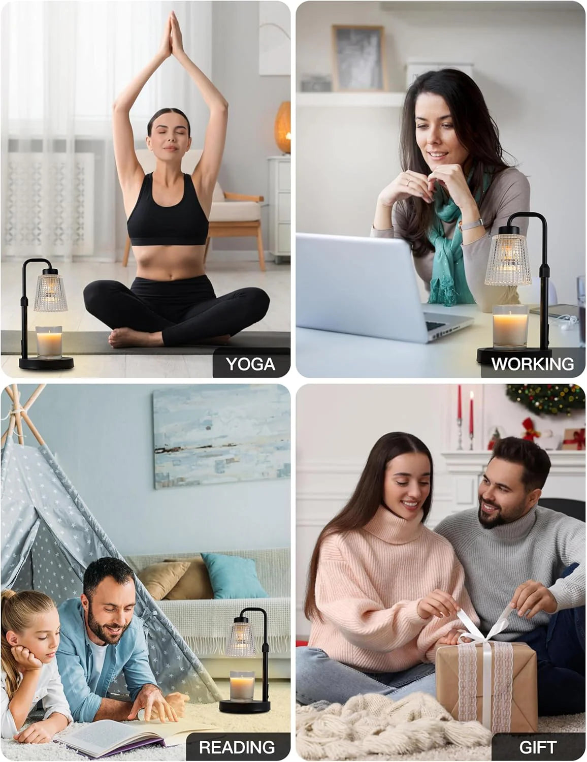 Dimmable Candle Warmer Lamp with Timer – Adjustable Height, Includes 2 Bulbs